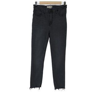 MADEWELL Women's Faded Black Gray Raw Fray Hem 10" High Rise Skinny Jeans 26